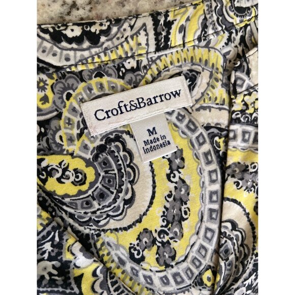 Croft Barrow Womens Medium Top Paisley 3/4 Sleeves Split Neck Retro - Picture 3 of 10